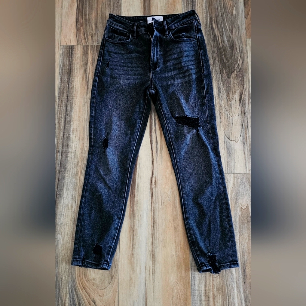 (24) Anthropolgie, Dear John Women's Black Distressed Skinny Jeans
